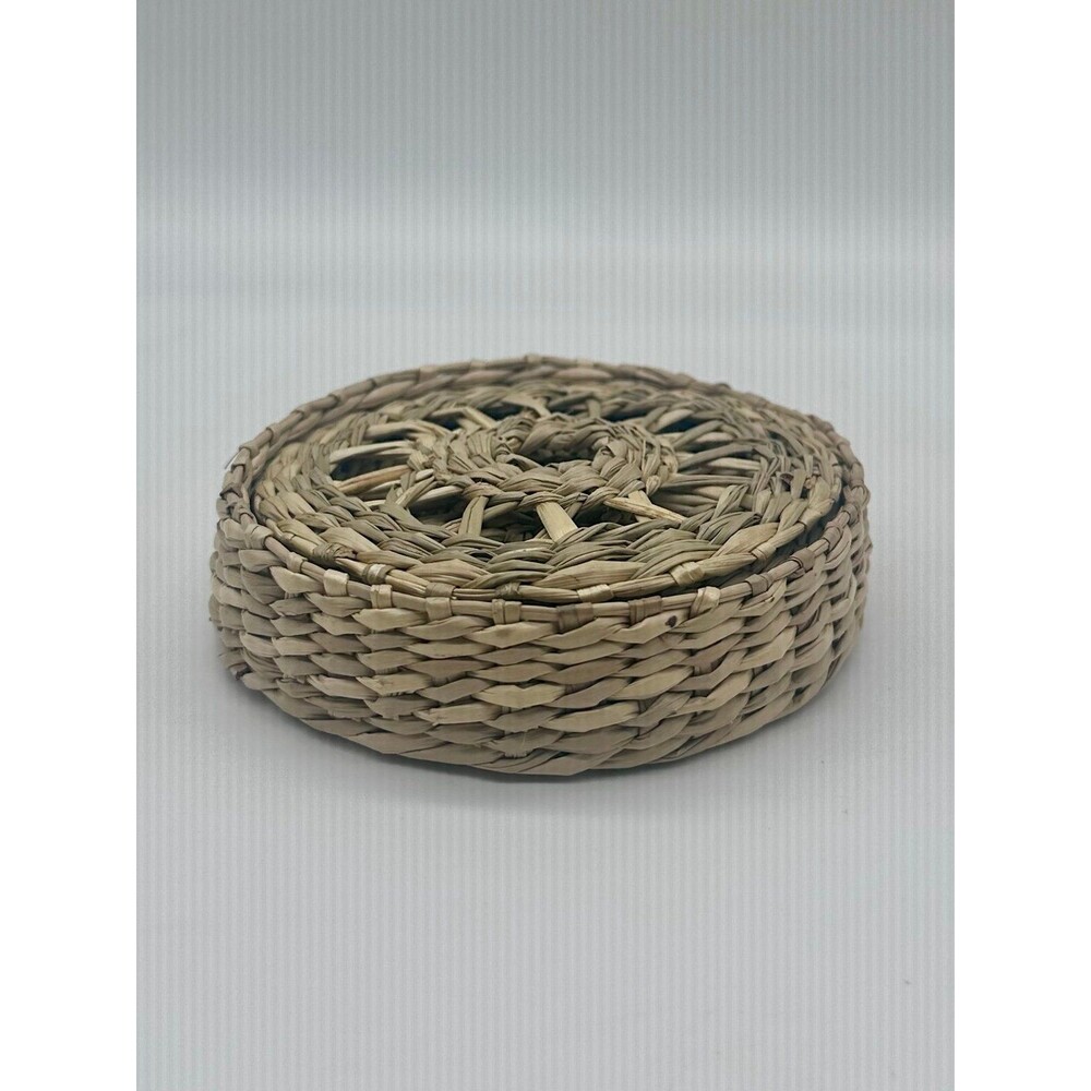 IKEA PENNFISK Natural Sedge Coasters With Holder Seagrass